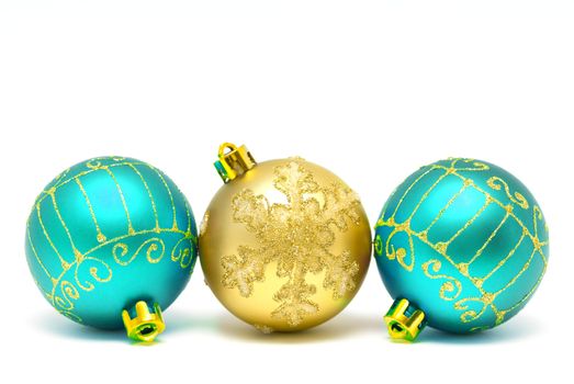 Christmas decorations - balls on a white background with space for text