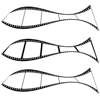 Film strips warped into a fish shape with room for your own images