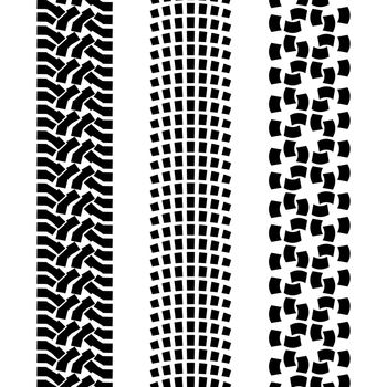 Black pattern prints from a different offroad car tyres