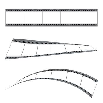 Three film strip with blank place holder and twisted effect