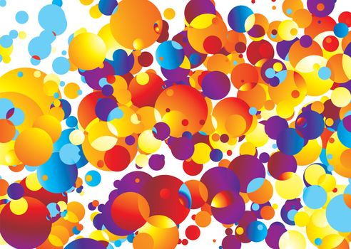 Illustrated Brightly colored abstract background with many bubbles