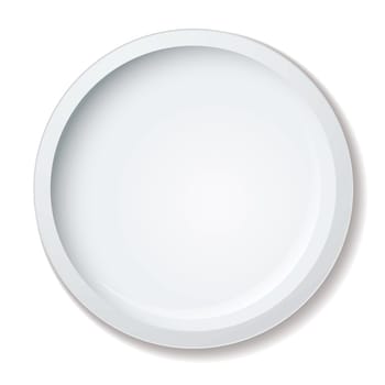 Simple clean white porcelain dinner plate with shadow