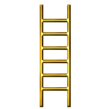 3d golden ladder isolated in white