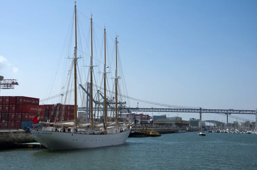 Portugal Lisbon dock, boat Portuguese