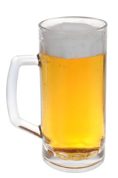 Pint of beer or lager isolated on white background