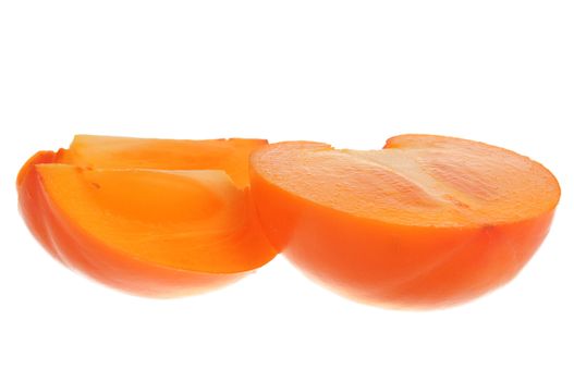 Persimmon fruit also known as khaki or sharon isolated on white background