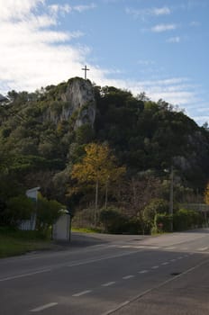 landscape, Португалия на вершине горы стоит уже очень давно этот крест