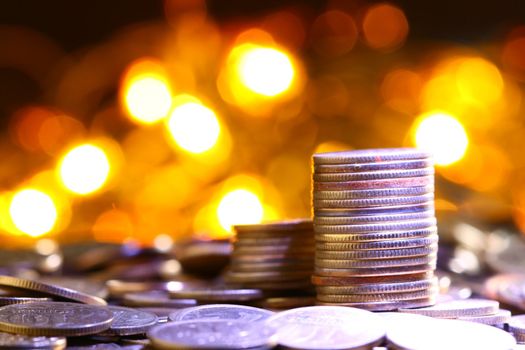 magic coins on bokeh background