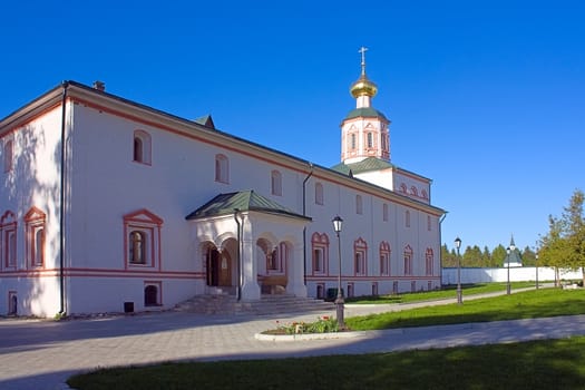 View of  church. Territory Iversky Monastery, Russia.