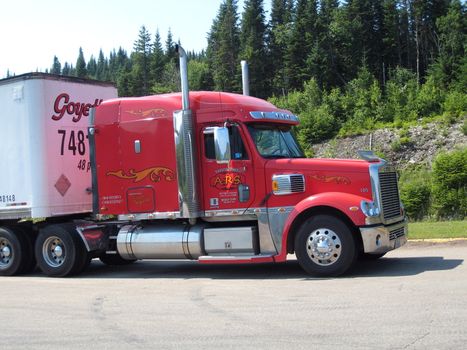 US truck at a roadside, quebec