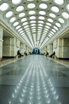 The interior of metro station in Moscow, Russia