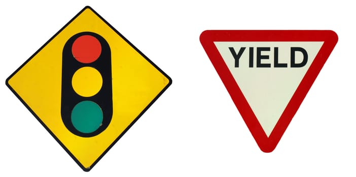 Traffic signs isolated over a white background