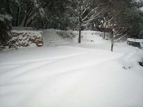 Snowered landscape in the south of France