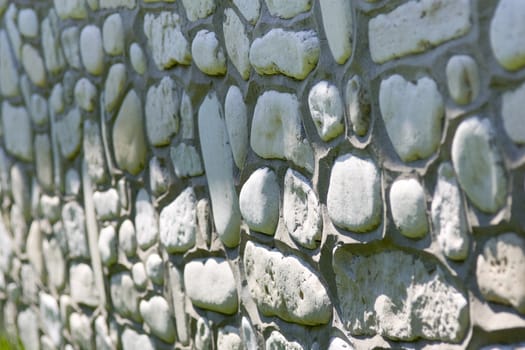 A closeup of a stone wall made up of shore stone taken from the shores nearby.  Bruce Peninsula, Ontario, Canada