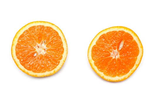 Two cut on fifty-fifty orange on white background