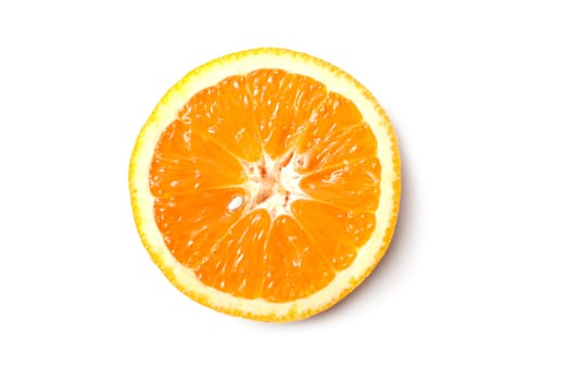 Cut on fifty-fifty orange on white background