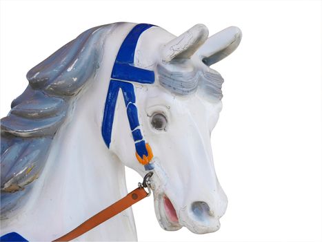 Head of an Old Merry-Go-Round Horse isolated with clipping path      