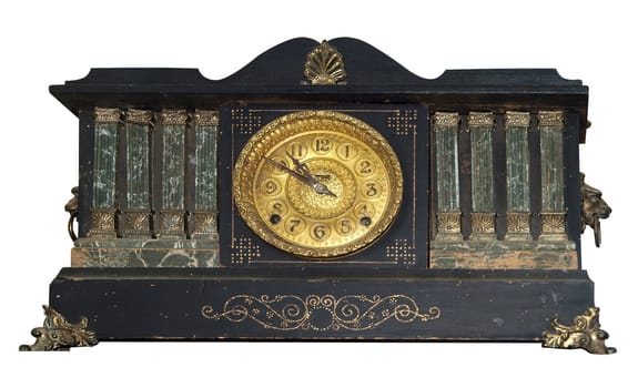 Antique Clock isolated with clipping path          