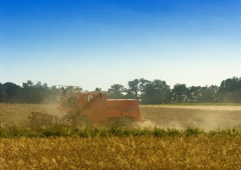 Combine performing his job