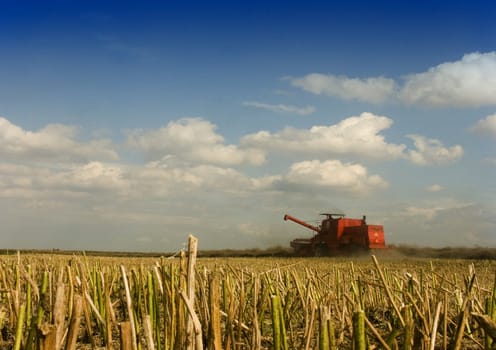 Combine performing his job