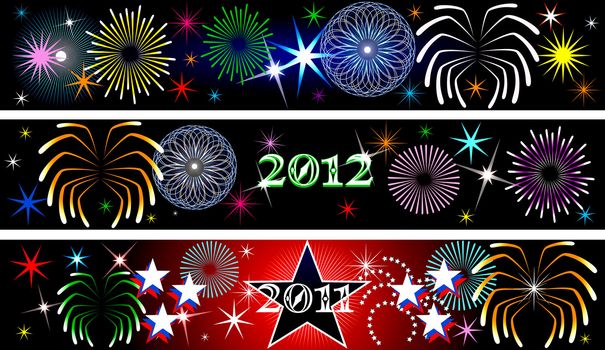 Vector Illustration for the New Year or independence day. Banners Background. Set of 3.