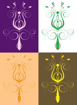 Vector Illustration of seamless background. Abstract Flower Set 2
