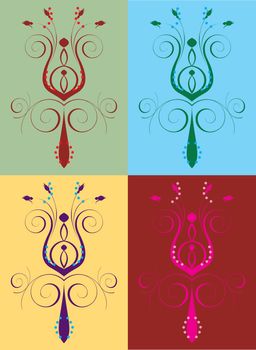 Vector Illustration of seamless background. Abstract Flower Set