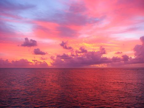 Sunset over the Pacific Ocean off Queensland, Australia
