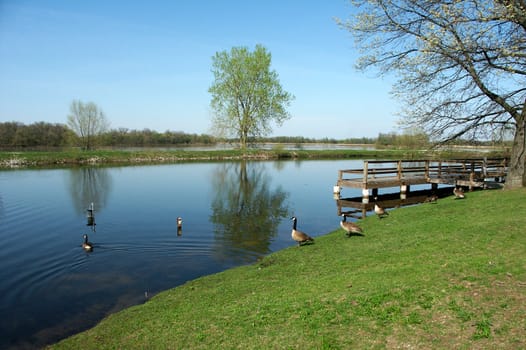 A sunny day at Willow Slough Fish and Wildlife Area in Indiana.