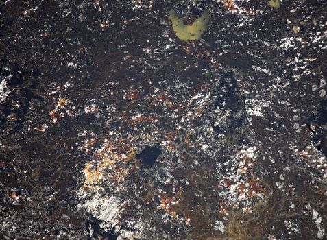 Tar bubbling through murky water