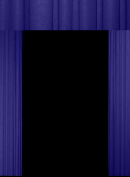 Elegant blue velvet curtains with black background