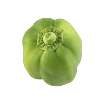 Colorful green bell pepper isolated on white background