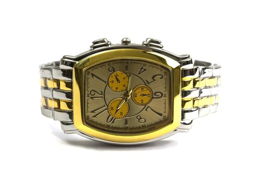 A men's wrist watch isolated on white background