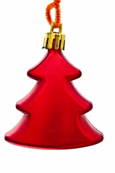 Red tree - Christmas decorations isolated on white 
