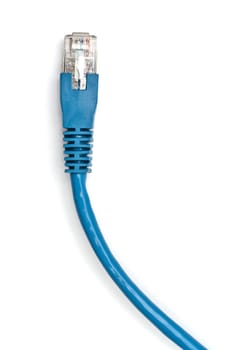 Blue network cable on white background
