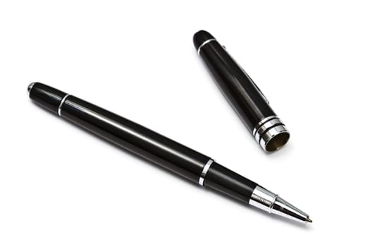 Black Ball Point Pen Isolated On White background 
