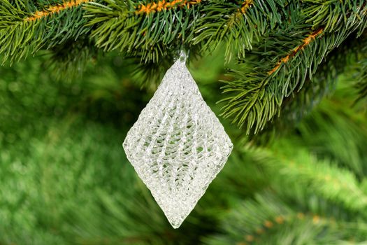 Christmas tree decoration on green background