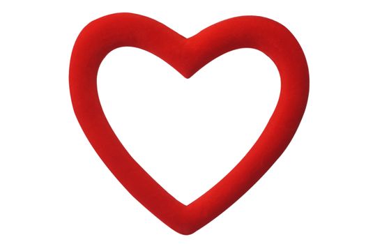 Decorative red heart with clipping path on white background