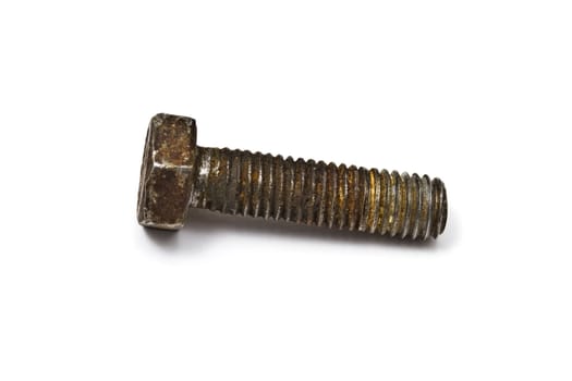 Rusty bolt isolated on white background