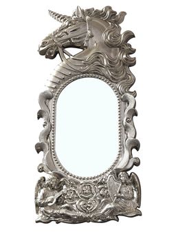 Ornate Unicorn Mirror isolated with clipping path        