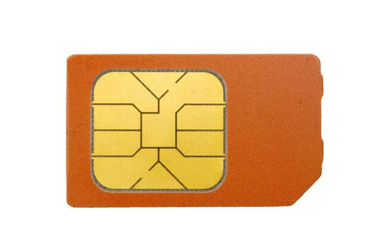 Sim card for mobile phone isolated on white background
