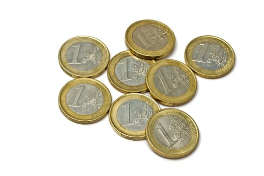 euro coins isolated on white background 
