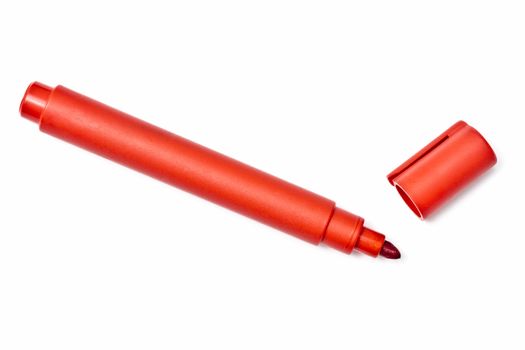 Red highlighter isolated on white background 
