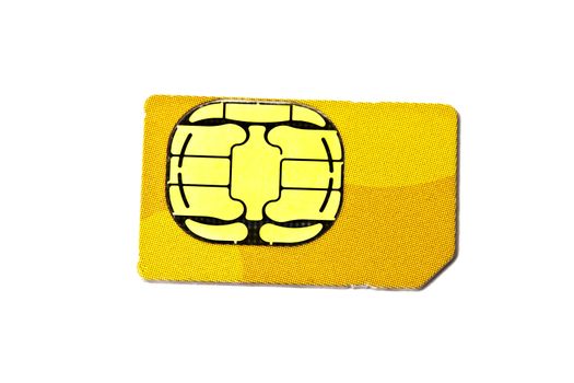 Sim card for mobile phone isolated on white background 
