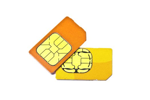 Sim cards for mobile phone isolated on white background 
