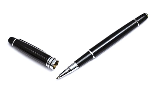 Black Ball Point Pen Isolated On White background 
