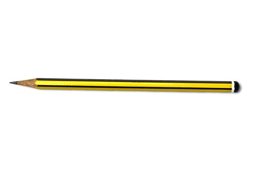 Yellow pencil isolated on white background 
