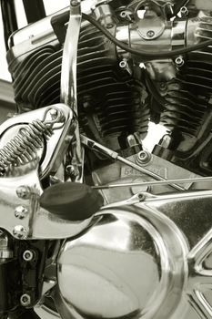powerful motorcycle engine close-up