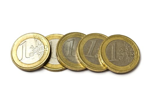 Euro coins isolated on white background 
