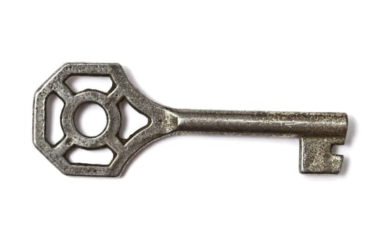 An Old key isolated on white background 
